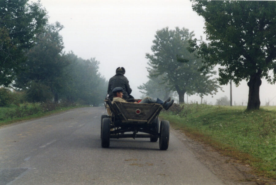 Man lolling in a cart